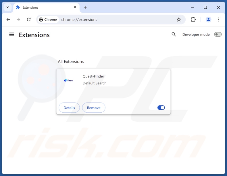 Usuwanie rozszerzeń Google Chrome powiązanych z quest-finder.com