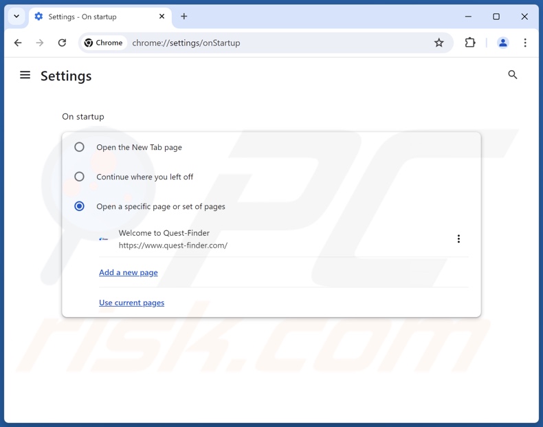 Usuwanie quest-finder.com ze strony głównej Google Chrome