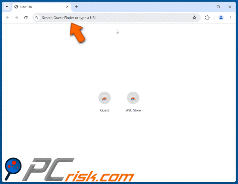 Porywacz przeglądarki Quest-Finder przekierowujący do Bing (GIF)