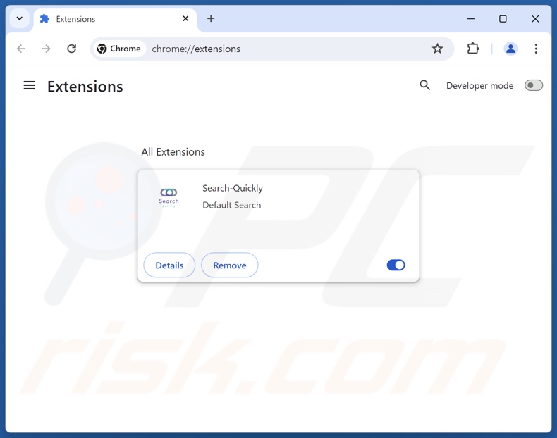Usuwanie rozszerzeń Google Chrome powiązanych z search-quickly.com