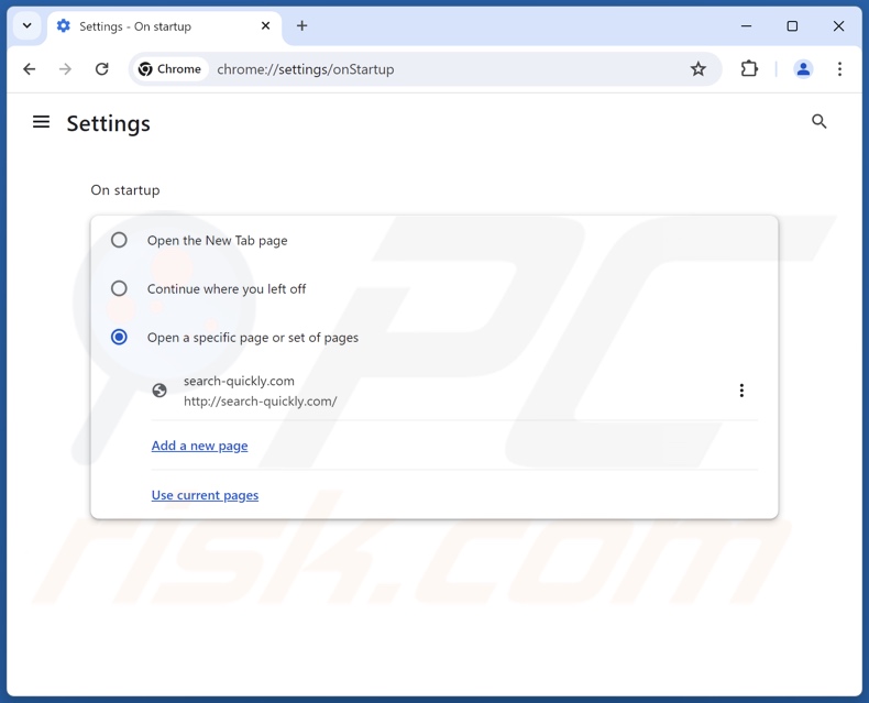 Usuwanie search-quickly.com ze strony głównej Google Chrome