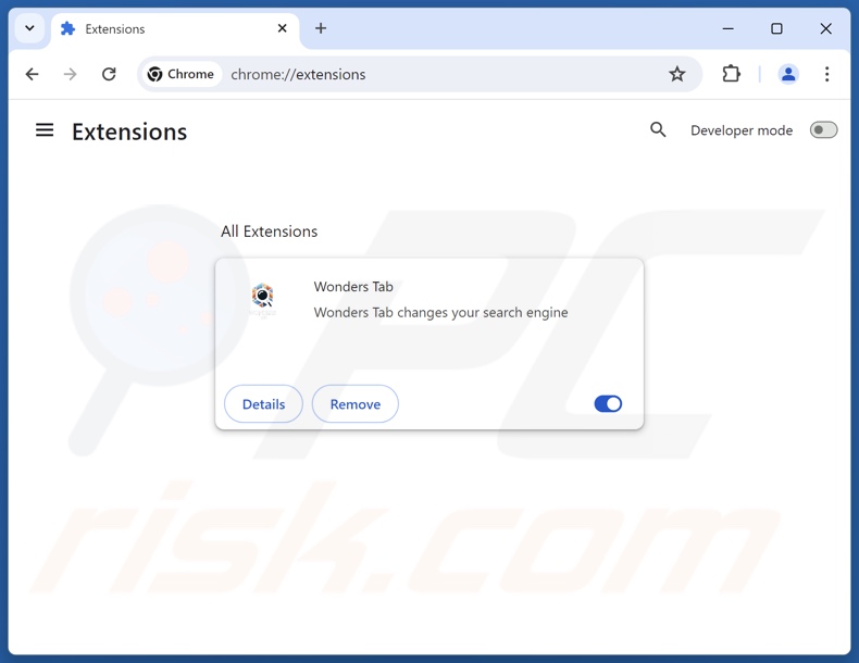 Usuwanie rozszerzeń Google Chrome powiązanych z wonderstab.com