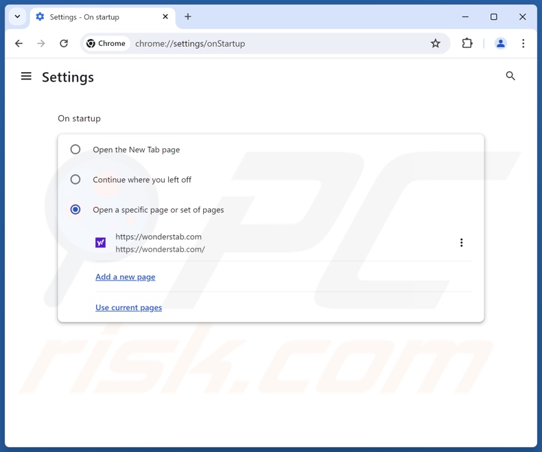 Usuwanie wonderstab.com ze strony głównej Google Chrome
