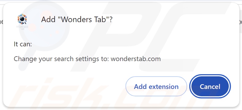 Porywacz przeglądarki Wonders Tab prosi o uprawnienia
