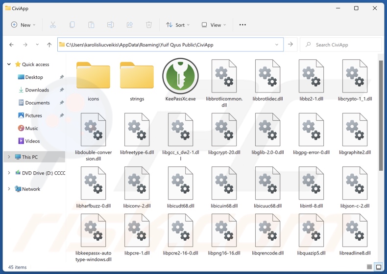 Folder instalacyjny niechcianej aplikacji CiviApp