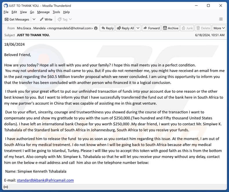 Fund Transaction kampania spamowa
