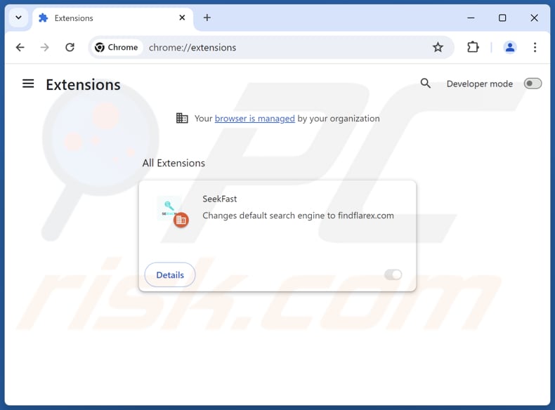 Usuwanie rozszerzeń Google Chrome powiązanych z findflarex.com