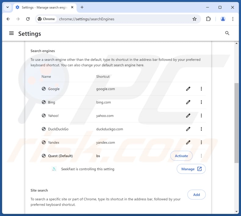 Usuwanie findflarex.com z domyślnej wyszukiwarki Google Chrome