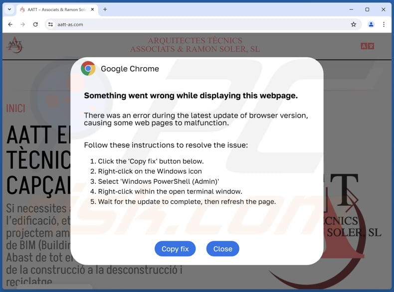 Something Went Wrong While Displaying This Webpage oszustwo