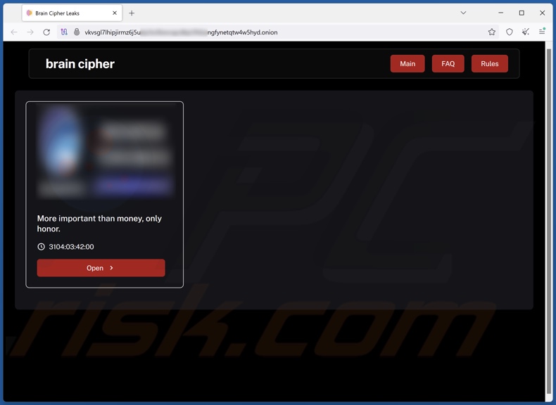 Brain Cipher ransomware witryna ujawniająca dane