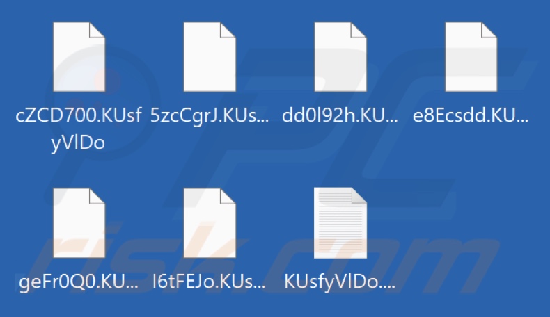 Pliki zaszyfrowane przez ransomware Brain Cipher (zmiana nazwy na losowy ciąg znaków i rozszerzenie)