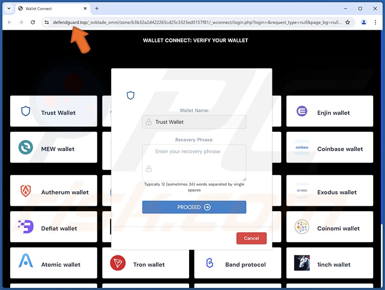 crypto.com Strona phishingowa wyłudzająca informacje (defendguard.top)