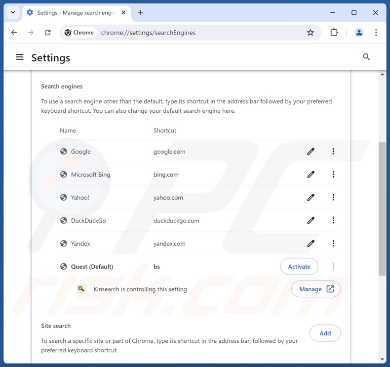 Usuwanie findflarex.com z domyślnej wyszukiwarki Google Chrome