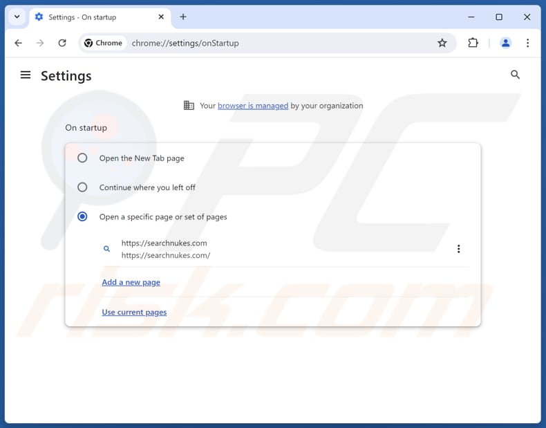Usuwanie searchnukes.com ze strony głównej Google Chrome