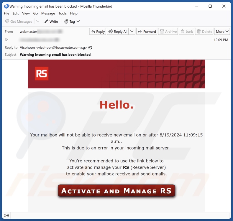 Reserve Server Kampania spamowa e-mail