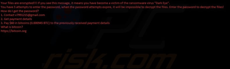 Dark Eye ransomware tapeta