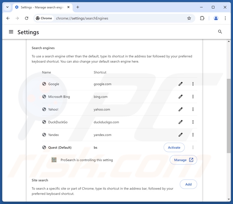 Usuwanie findflarex.com z domyślnej wyszukiwarki Google Chrome