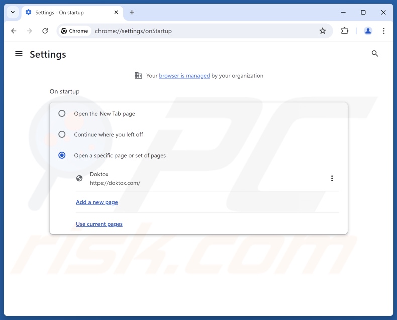 Usuwanie doktox.com ze strony głównej Google Chrome