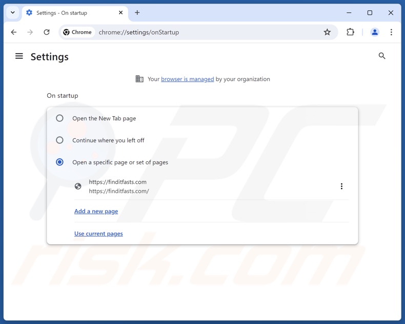 Usuwanie finditfasts.com ze strony głównej Google Chrome