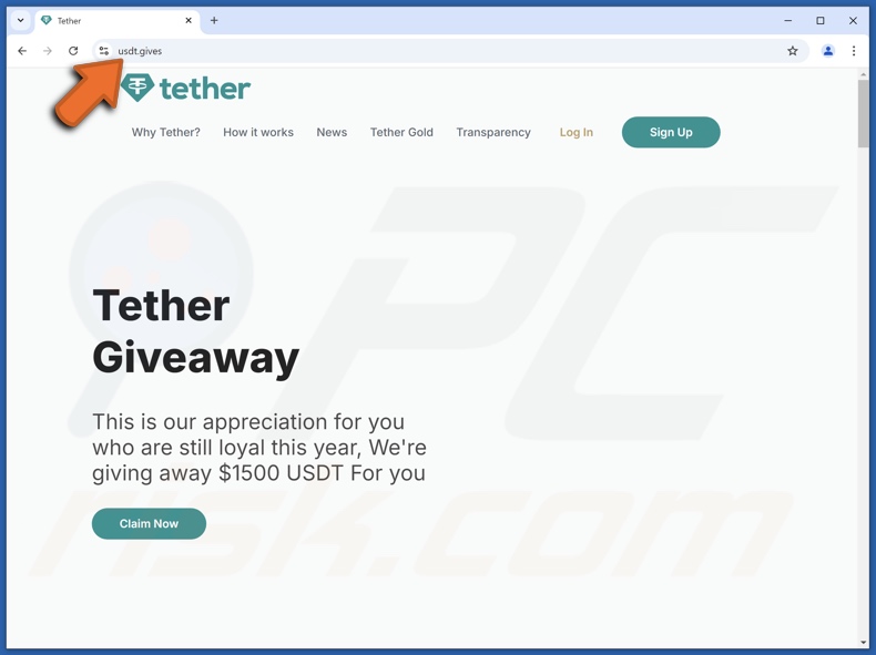 Tether Giveaway oszustwo