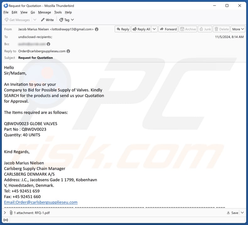Carlsberg Supply Quotation Kampania spamowa e-mail
