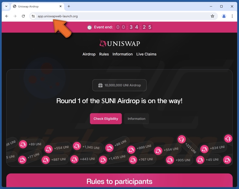 Uniswap ($UNI) Airdrop oszustwo
