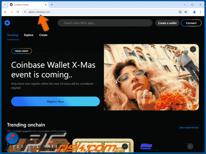 Pojawienie się oszustwa Coinbase Wallet X-Mas Registration