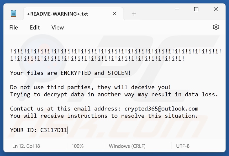 Revive ransomware okup (+README-WARNING+.txt)