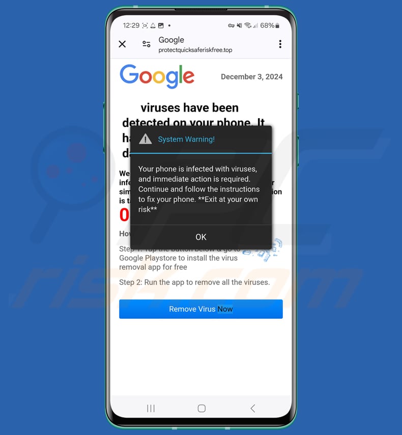 Viruses Have Been Detected On Your Phone oszustwo