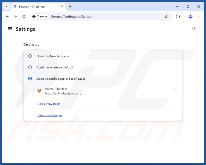 Usuwanie animaltabnow.com ze strony głównej Google Chrome