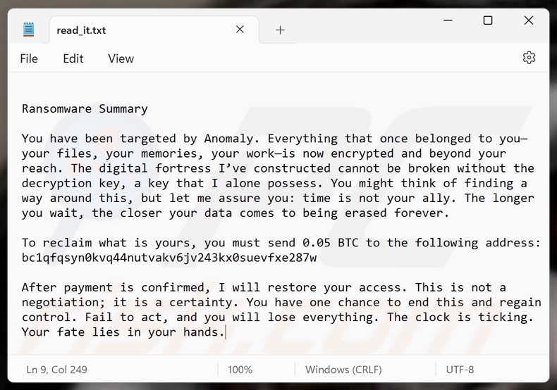 Anomaly ransomware okup (read_it.txt)