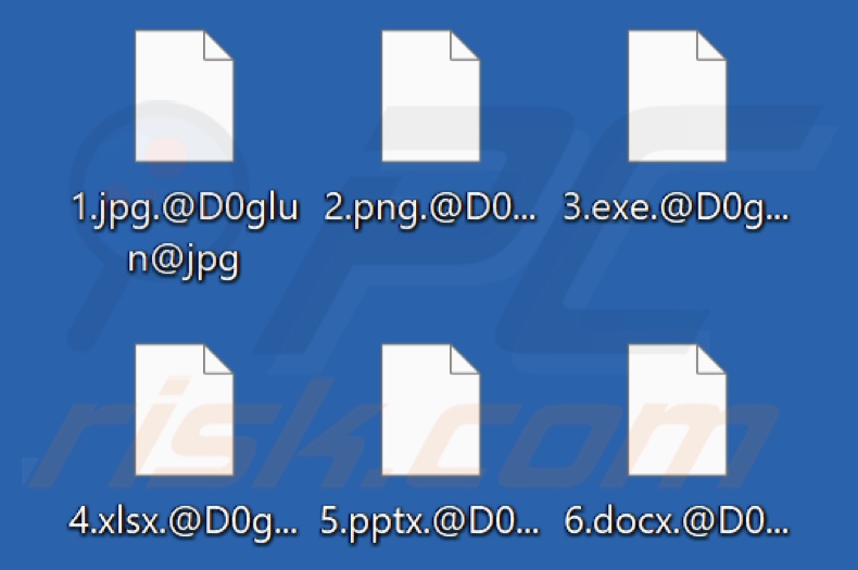 Pliki zaszyfrowane przez ransomware D0glun (rozszerzenie .@D0glun@[original_extension])