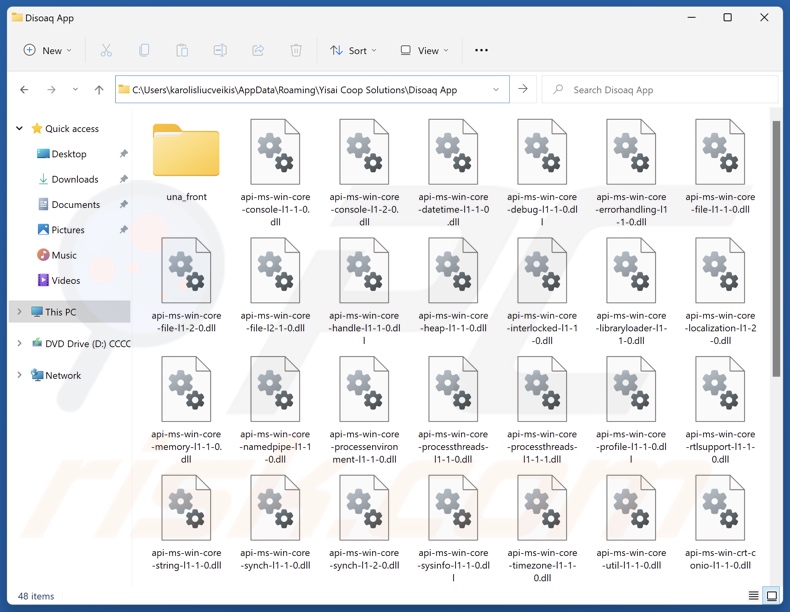 Disoaq App niepożądany folder instalacji aplikacji
