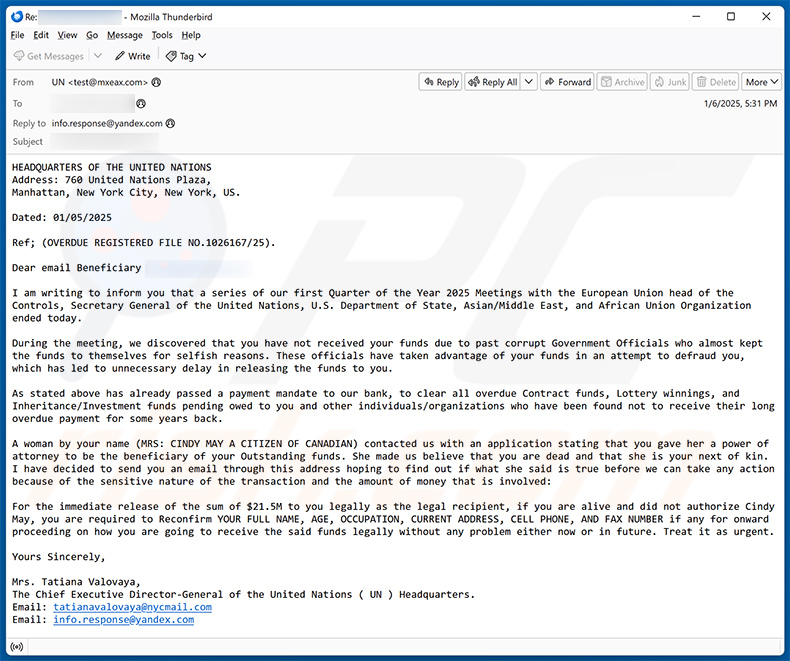 Fund transaction email oszustwo (2025-01-07)