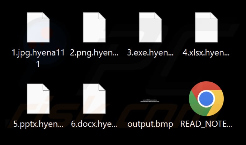 Pliki zaszyfrowane przez ransomware Hyena (rozszerzenie .hyena111)