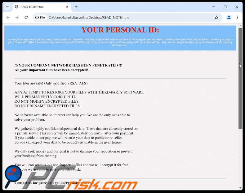Hyena ransomware plik tekstowy (READ_NOTE.html)