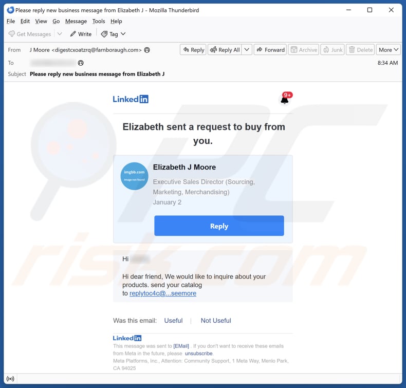 LinkedIn Request To Buy From You Kampania spamowa e-mail