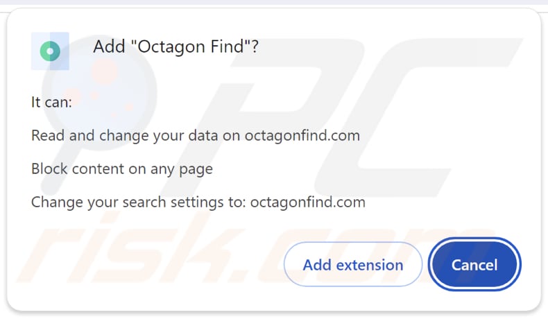 octagonfind.com uprawnienia przekierowania wymagane przez porywacza przeglądarki Octagon Find