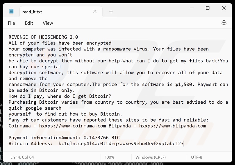 Revenge Of Heisenberg ransomware wariant noty okupu 2 (read_it.txt)