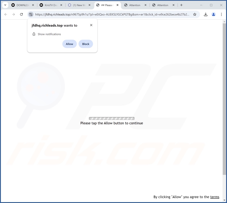 richleads[.]top pop-up przekierowania