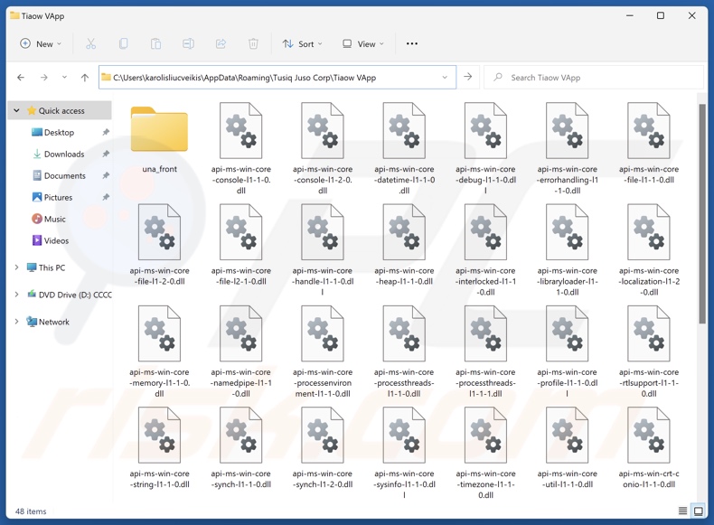 Tiaow VApp niechciany folder instalacji aplikacji