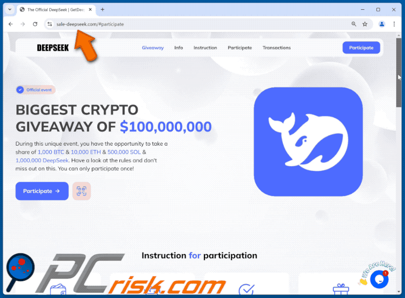 Pojawienie się oszustwa DeepSeek Crypto Giveaway (GIF)