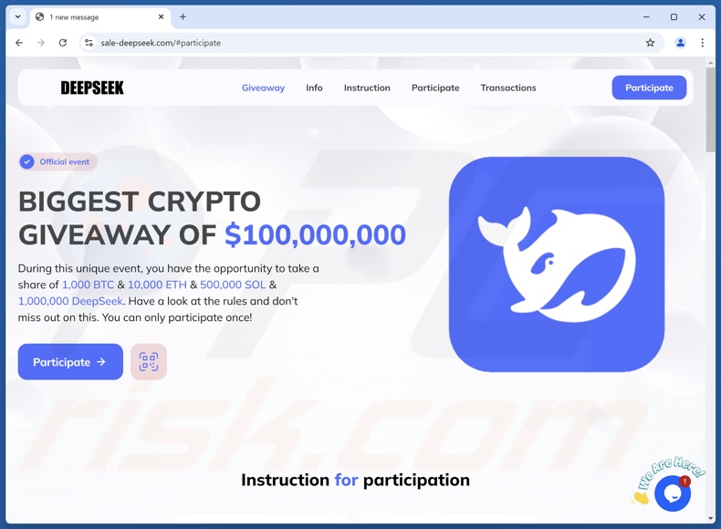 DeepSeek Crypto Giveaway oszustwo