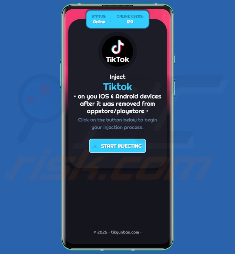 Inject TikTok Android oszustwo