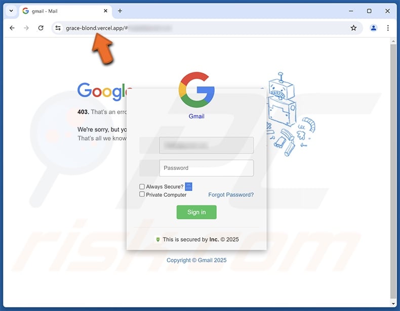 Login From A New Device oszukańcza wiadomość e-mail promowała witrynę phishingową