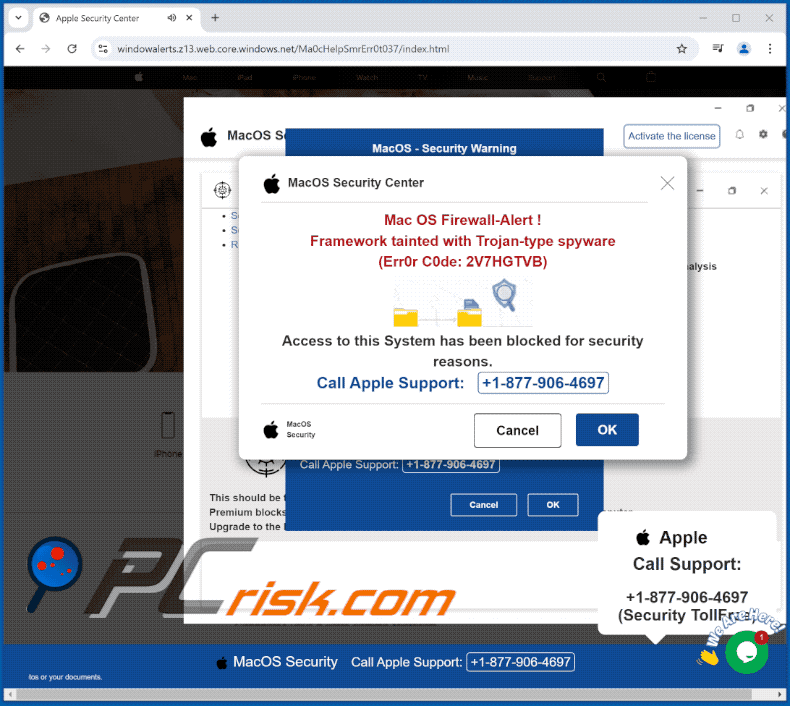 Mac OS Firewall-Alert POP-UP pojawienie się oszustwa