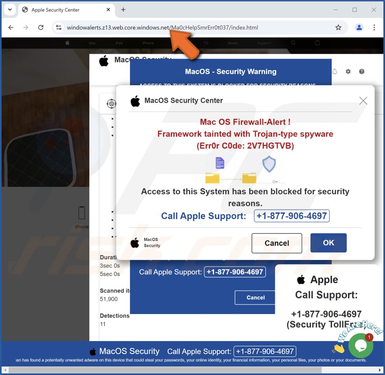 Mac OS Firewall-Alert oszustwo