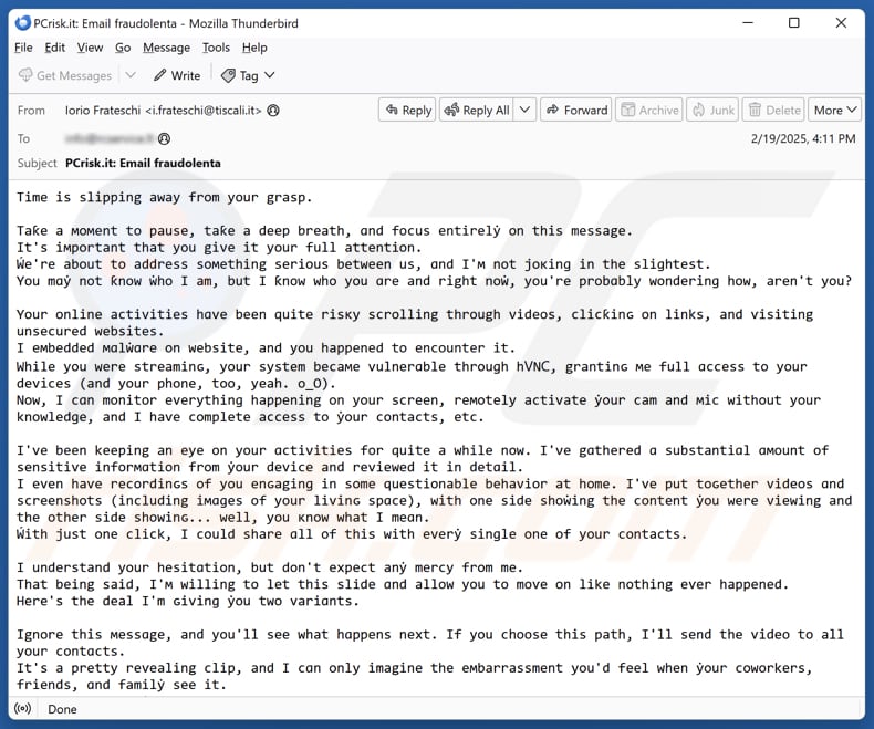 Time Is Slipping Away From Your Grasp Kampania spamowa e-mail