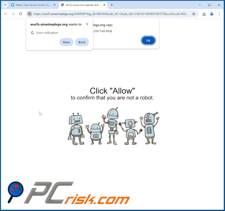 ainasimplega[.]org wygląd strony internetowej (GIF)