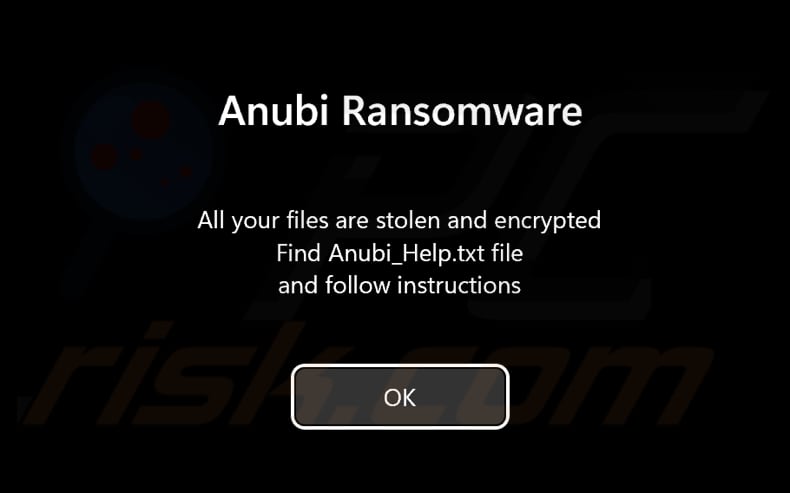 Anubi ransomware ekran wstępnego logowania